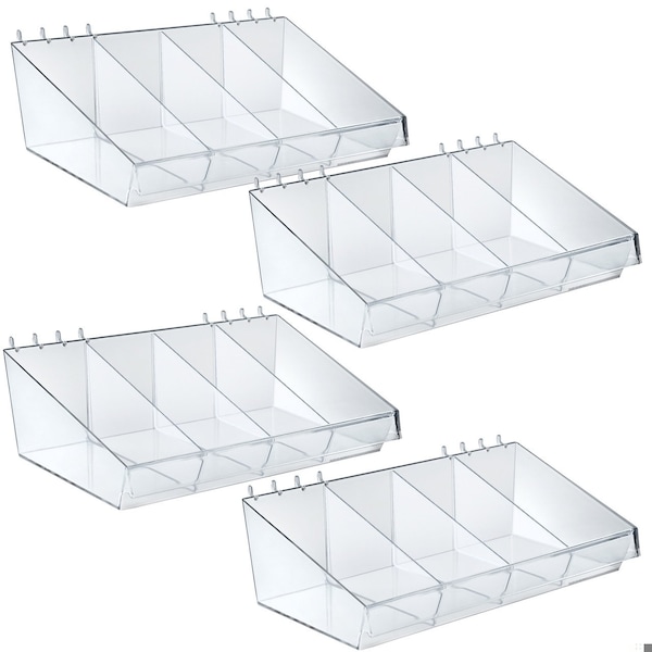13W x 7D x 4H Divider Bin, 12 Dividers, 4PK